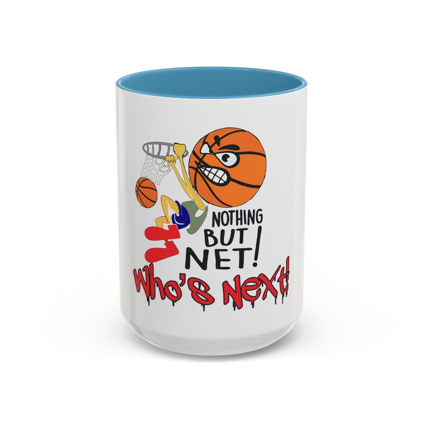 Basketball-Themed Coffee Mug, Nothing But Net Design, Sports Fan Gift, Perfect for Coaches, Players, Game Day