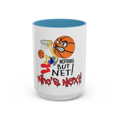 Basketball-Themed Coffee Mug, Nothing But Net Design, Sports Fan Gift, Perfect for Coaches, Players, Game Day