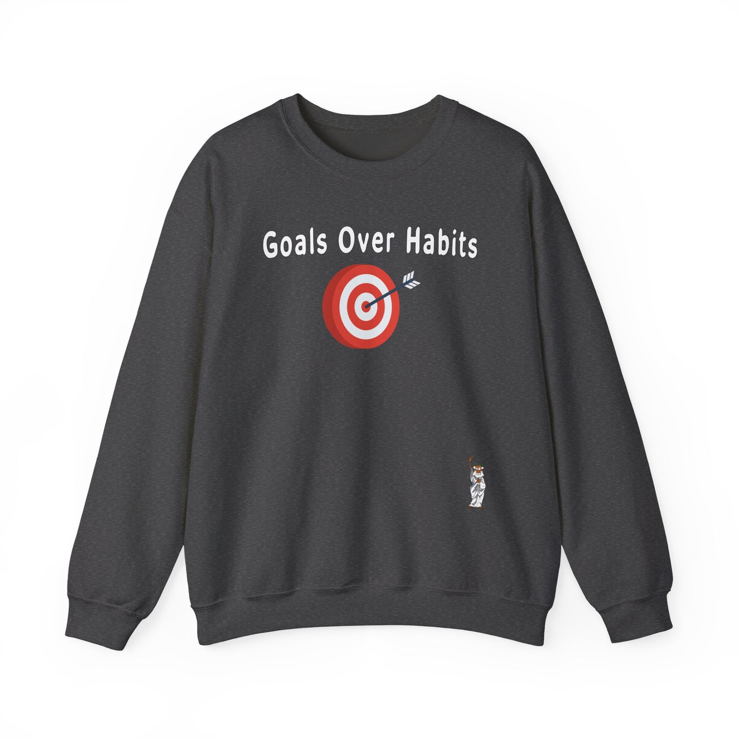 Whimsical Comedy Sweatshirt - Unisex Crewneck,  Everyday Wear, Holiday Apparel, Unique Graphic Sweatshirt - Goals Over Habits - White text