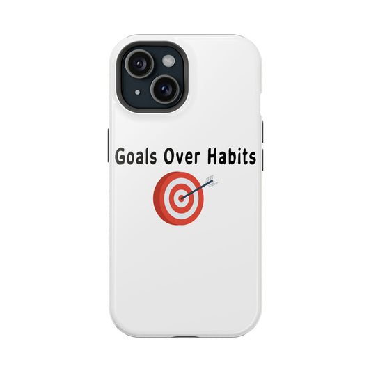 Magnetic Phone Cases, , Fitness Gift, Motivational Accessory, Accessories- Goals Over Habits - Black text