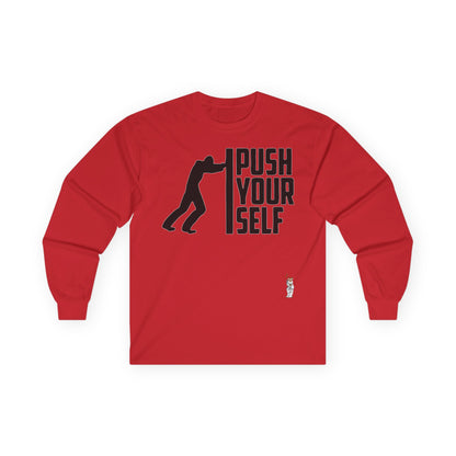 Unisex Ultra Cotton Long Sleeve Tee - Push Yourself-Black