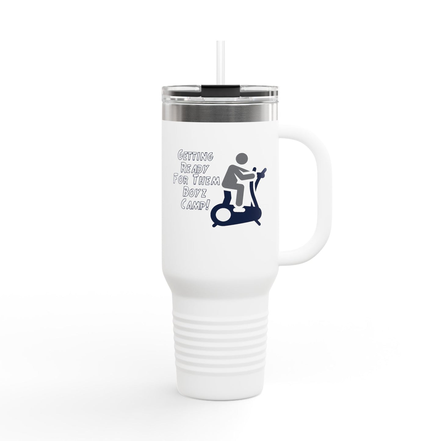 Fun Insulated Travel Mug with Cartoon Character, 40oz Coffee Tumbler, Funny Gift for Teachers, Travel Accessories - Boyz Camp