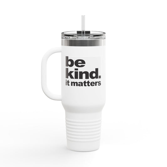 Fun Insulated Travel Mug with Cartoon Character, 40oz Coffee Tumbler, Funny Gift for Teachers, Travel Accessories - Be Kind - It Matters