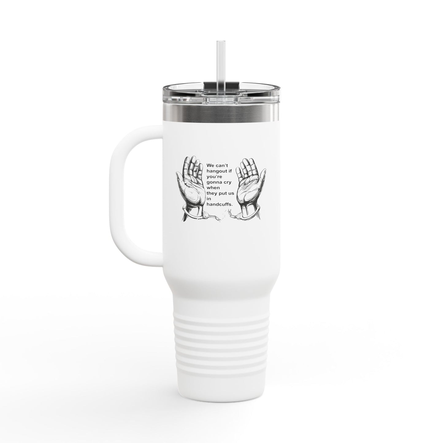 Fun Insulated Travel Mug with Cartoon Character, 40oz Tumbler, Gift for Teachers, Travel Accessories - We cant hangout