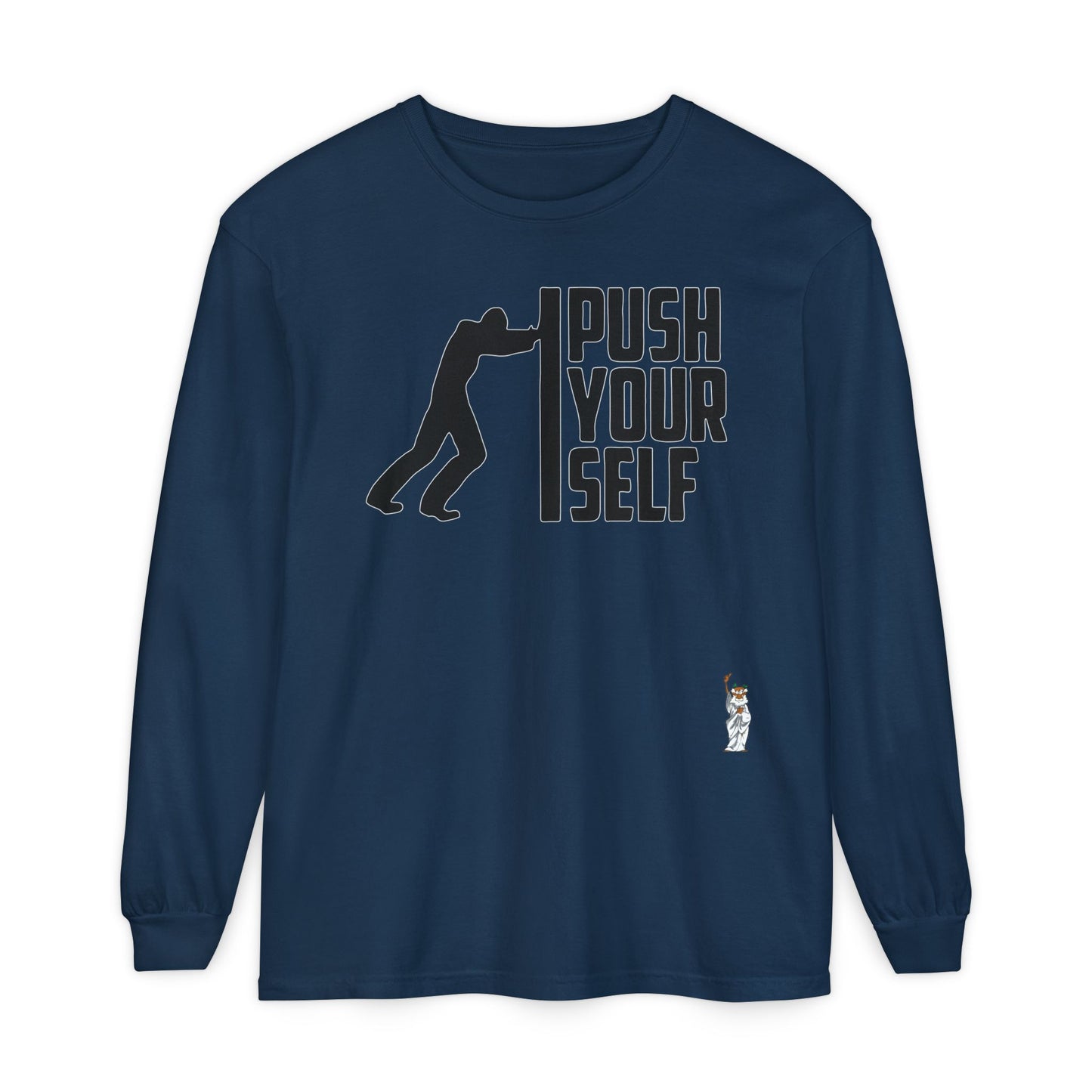 Philosopher Long Sleeve T-Shirt, Comfortable Casual Wear, Gift for Thinkers, Ideal for Birthdays - Push Yourself - Black