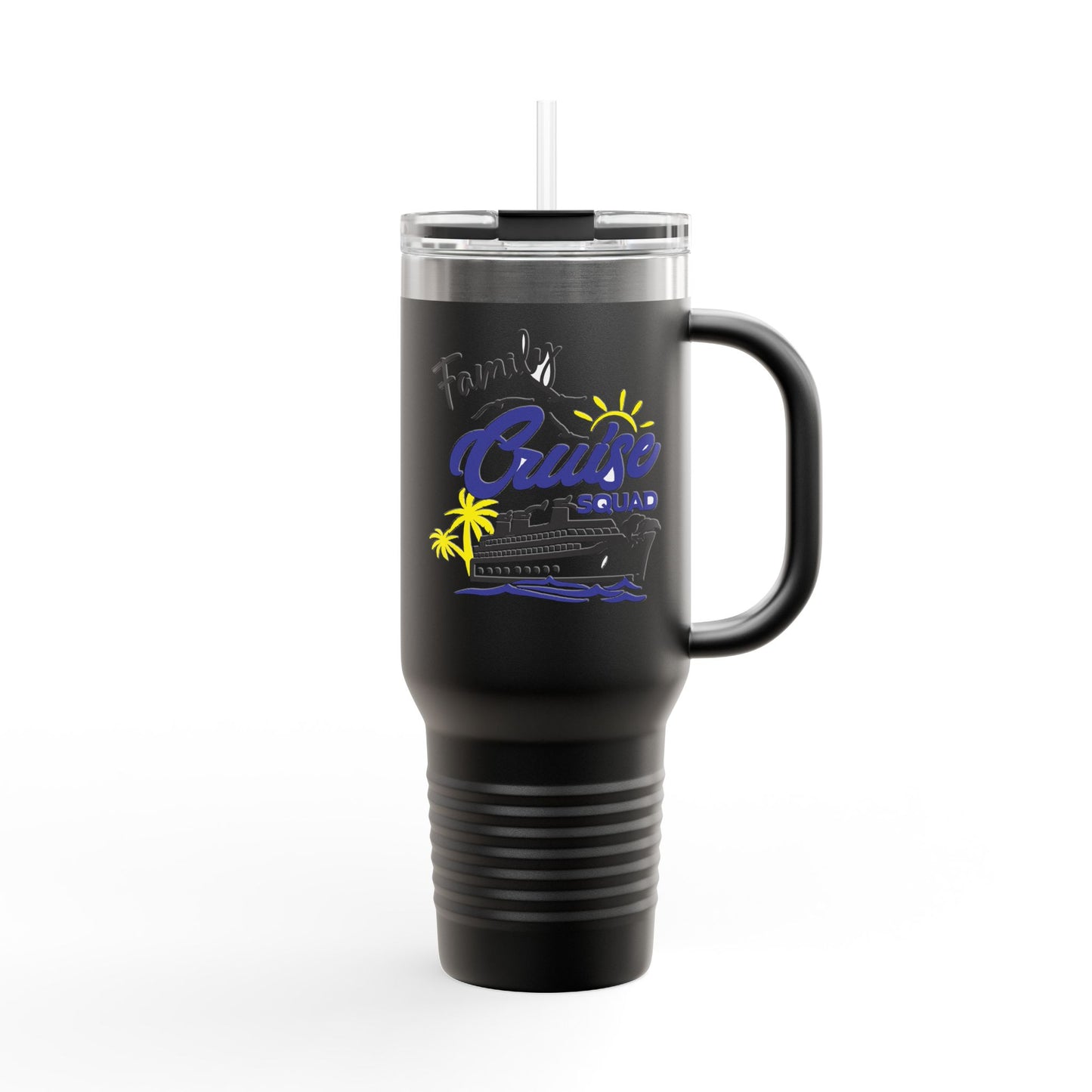 Fun Insulated Travel Mug with Cartoon Character, 40oz Tumbler, Gift for Teachers, Travel Accessories - Family Cruise Squad