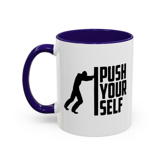 Colorful Whimsical Mugs - Perfect for Coffee Lovers, Gifts for Birthdays, Seasonal Celebrations - Push Yourself - Black