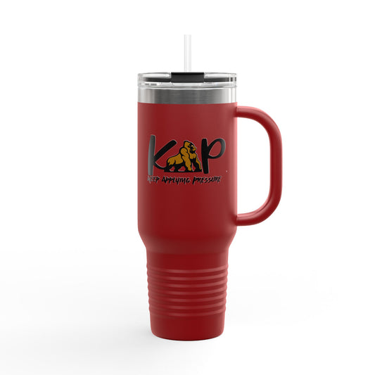 Fun Insulated Travel Mug with Cartoon Character, 40oz Coffee Tumbler, Gift for Teachers, Travel Accessories - Keep Applying Pressure